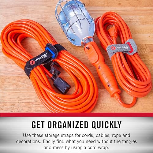 Miniatura 3 de VELCRO Brand Envolturas para cables de alimentación  Correas resistentes para cables, mangueras, organización de garaje o caravana  Paquete múltiple