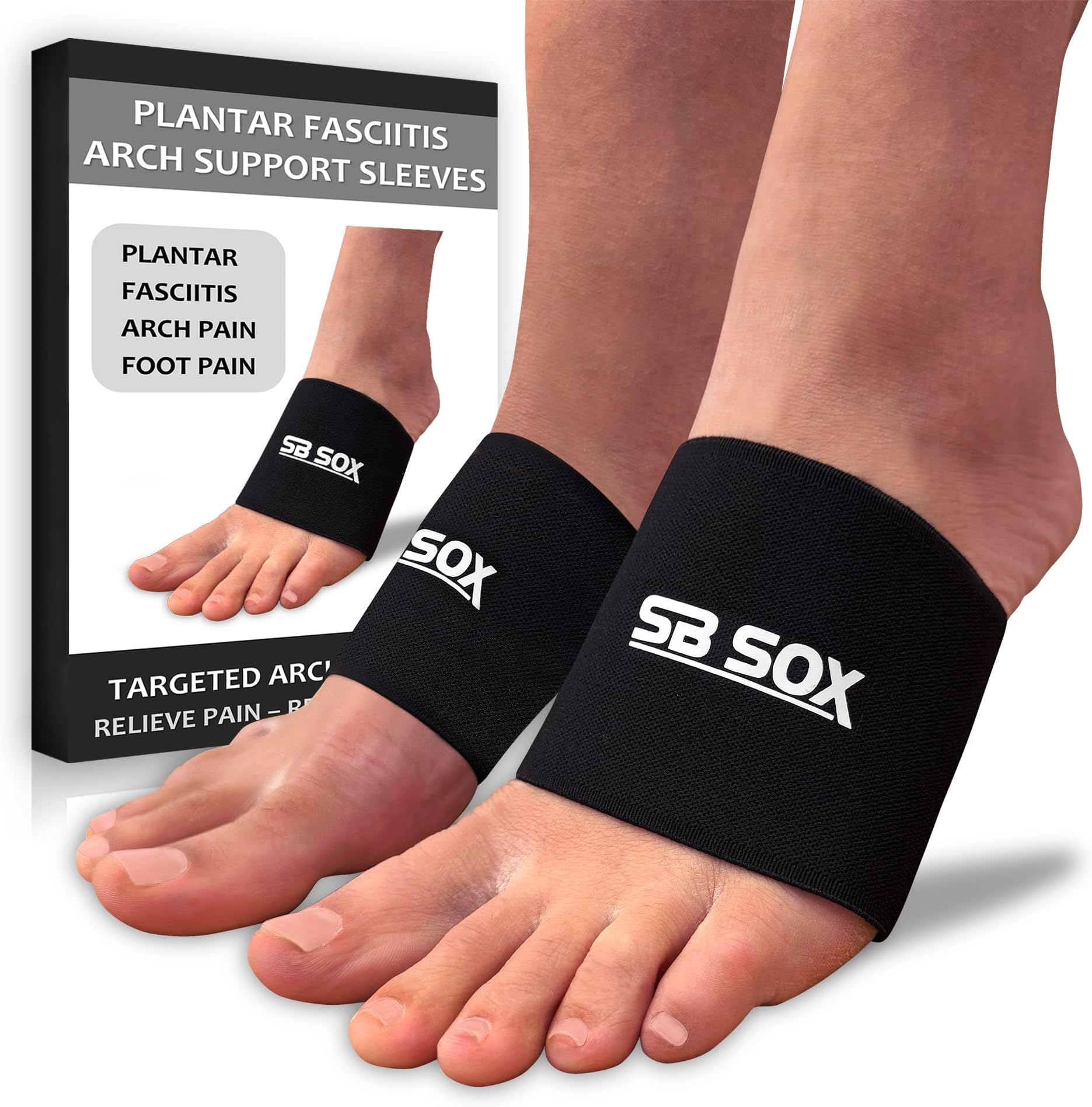 SB SOX Arch Support Sleeves for Plantar Fasciitis Relief (1 Pair) – Foot Compression Sleeves for Plantar Fasciitis and Arch Support for Everyday Use