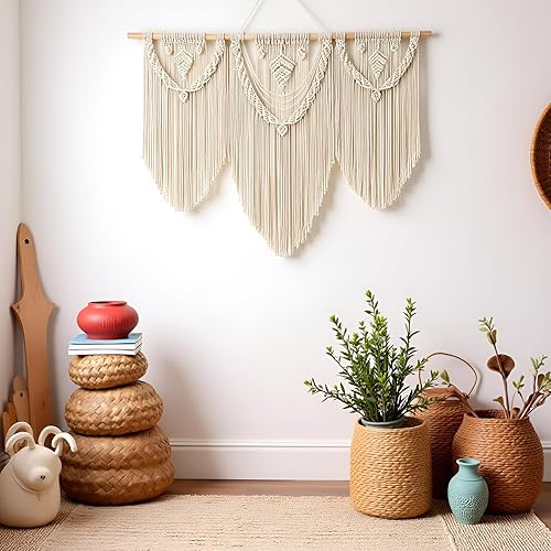 Miniatura 4 de guzhiou Tapiz grande de macramé para colgar en la pared, tapiz bohemio para decoración de pared, elegante tapiz bohemio hecho a mano, decoración del