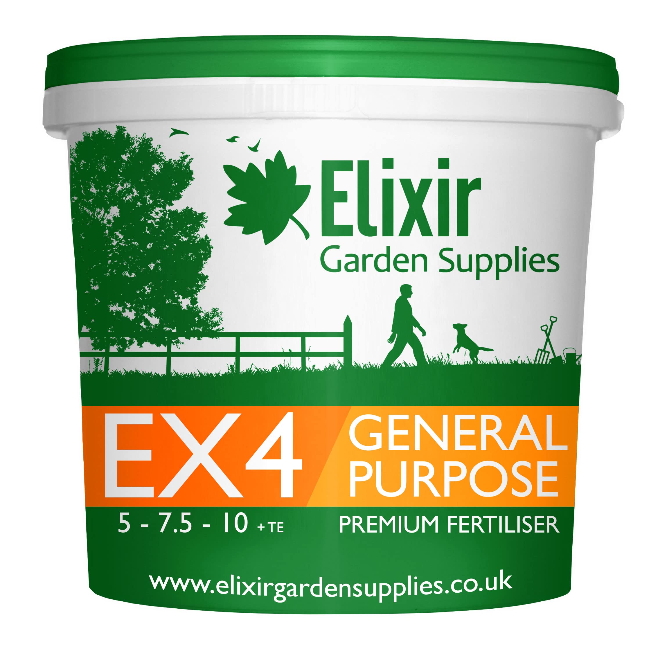 Elixir Gardens | EX4 General Purpose Premium Fertiliser | 5-7.5-10 + Trace Elements | Treats upto 30sqm | 100g - 25kg Supplied in Bag or Tub (1kg Tub)