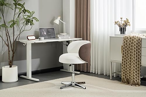 Miniatura 8 de VINGLI Bonita silla de escritorio giratoria pequeña, cómoda, sin ruedas, soporte lumbar ergonómico con respaldo bajo, para tocador, tecnología de