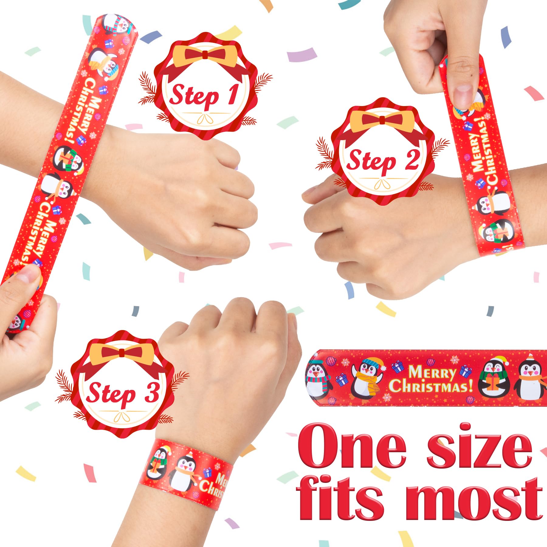 RICEDUO Christmas Snap Bracelet for Kids, 48 Pieces, 24 Colorful Styles - Image 4