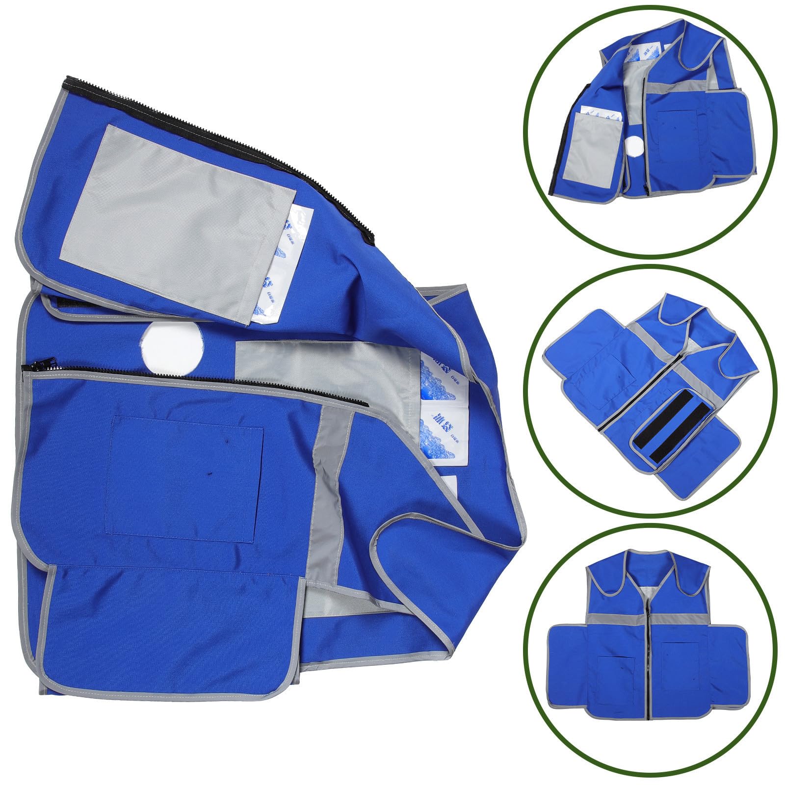 jojofuny Gilet Rafraîchissant D'été pour Camping en Pvc avec Poches de Glace Auto-aspirantes, Grand Format, Cuisine et Activités Extérieures
