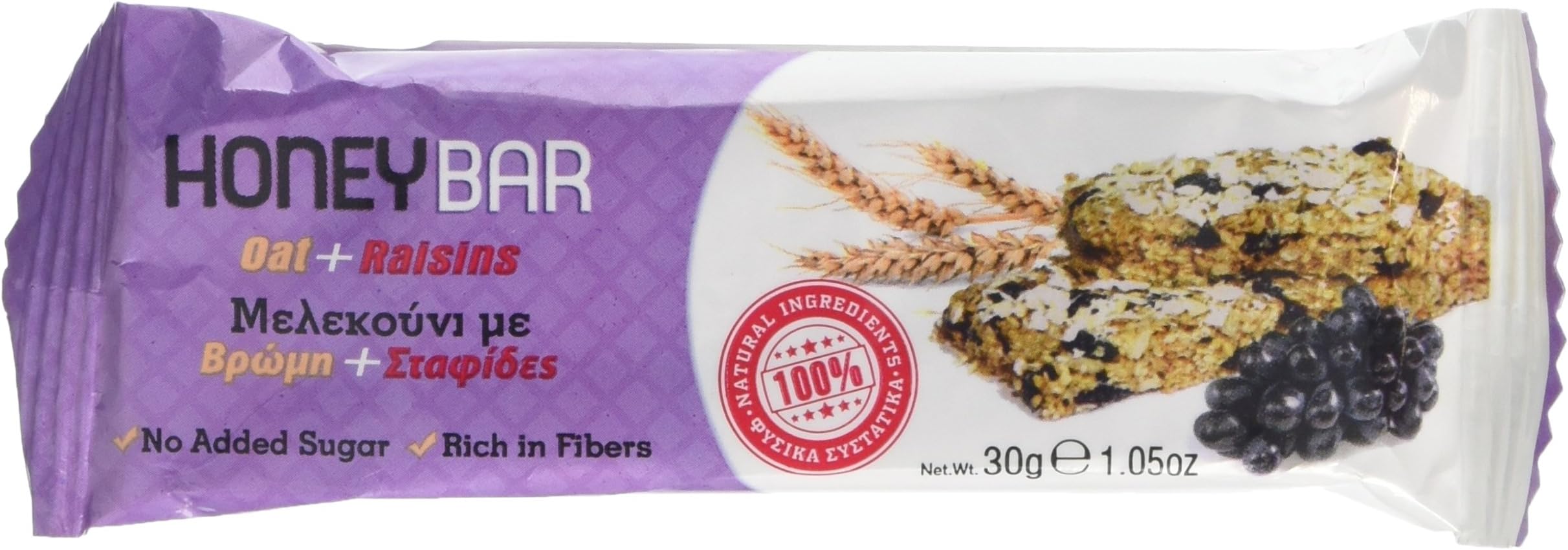 Melissokomiki Dodecanesse Honey Bar Melekouni with Oat and Raisins - Display Box 25 bars x 30 g