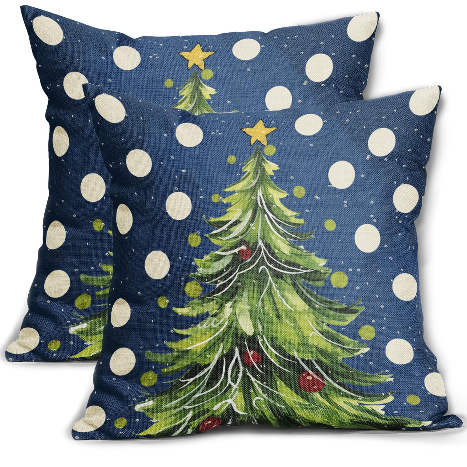 Amazon.com: Navy Blue Christmas Pillow Covers 18x18 Set of 2 Green Red ...