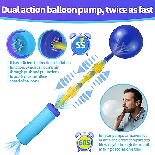 Miniatura 3 de Bomba de mano de globo Bomba de aire manual de doble acción bidireccional para globos - Bombeo de inflador de globos