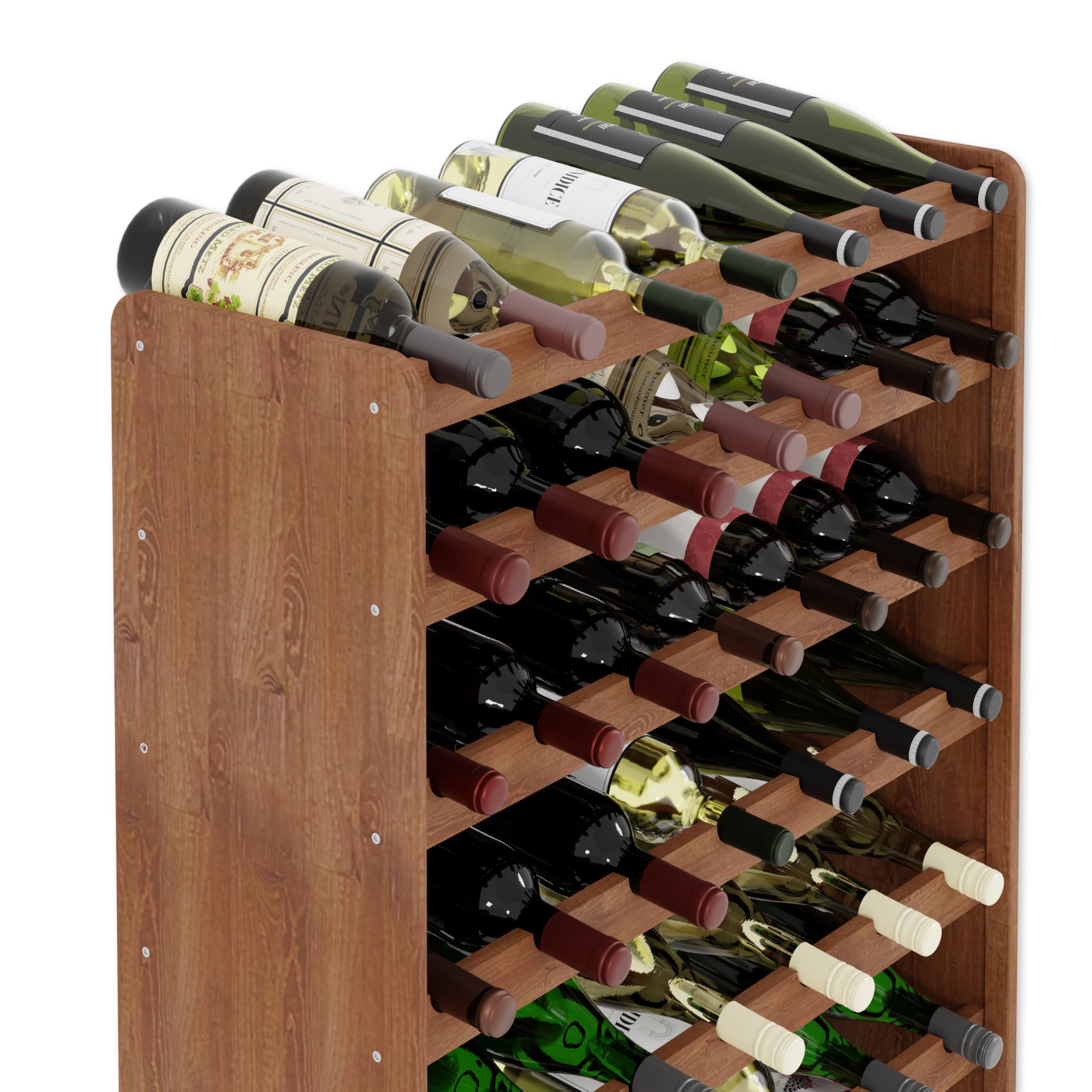 Lenmar, Wählen Sie Ihre Farbe, RW-3-63, Weinregal aus Holz, 118 x 72 x 26,5 cm, für 63 Flaschen, 9 liegen, Natur, Braun, Antrazit Flaschenregal für Wein, Lagerung für Flaschen (Braun)