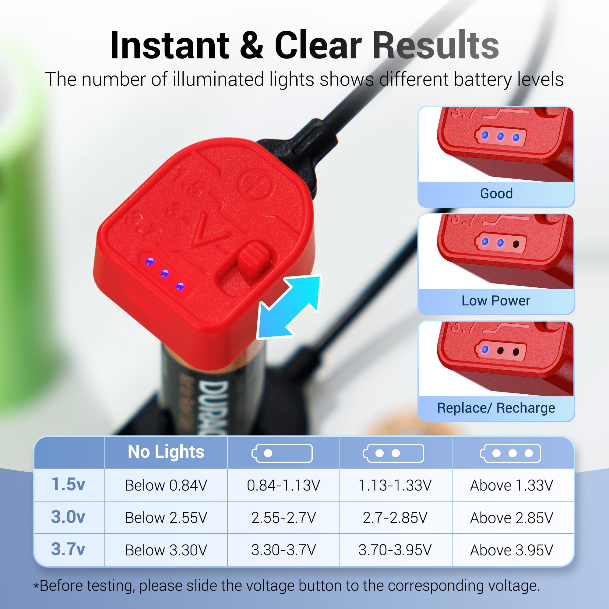 Tester Magnetico Per Batterie – Universale Con 3 LED Per AA, AAA, CR2032, 18650 E Altre - 3
