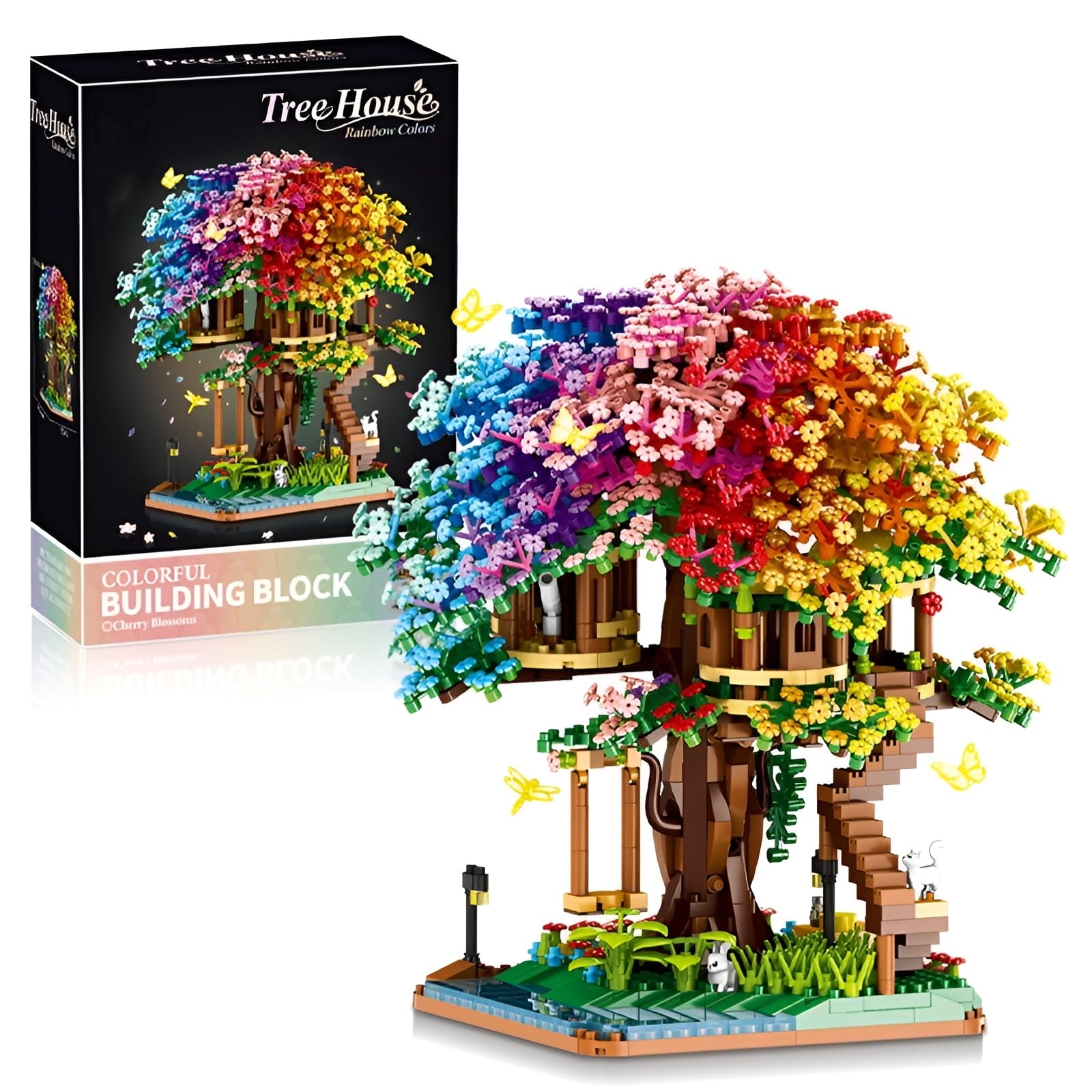 Bloques de construcción de arquitectura japonesa, 2338 piezas, mini micro sakura casa de árbol bloques de sujeción, creativo japonés Sakuras Bonsai modelo, regalo para niñas y adultos