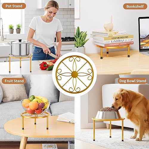 Miniatura 6 de Paquete de 5 soportes pequeños para plantas en maceta, soporte de metal para plantas de interior y exterior, soportes resistentes para macetas de