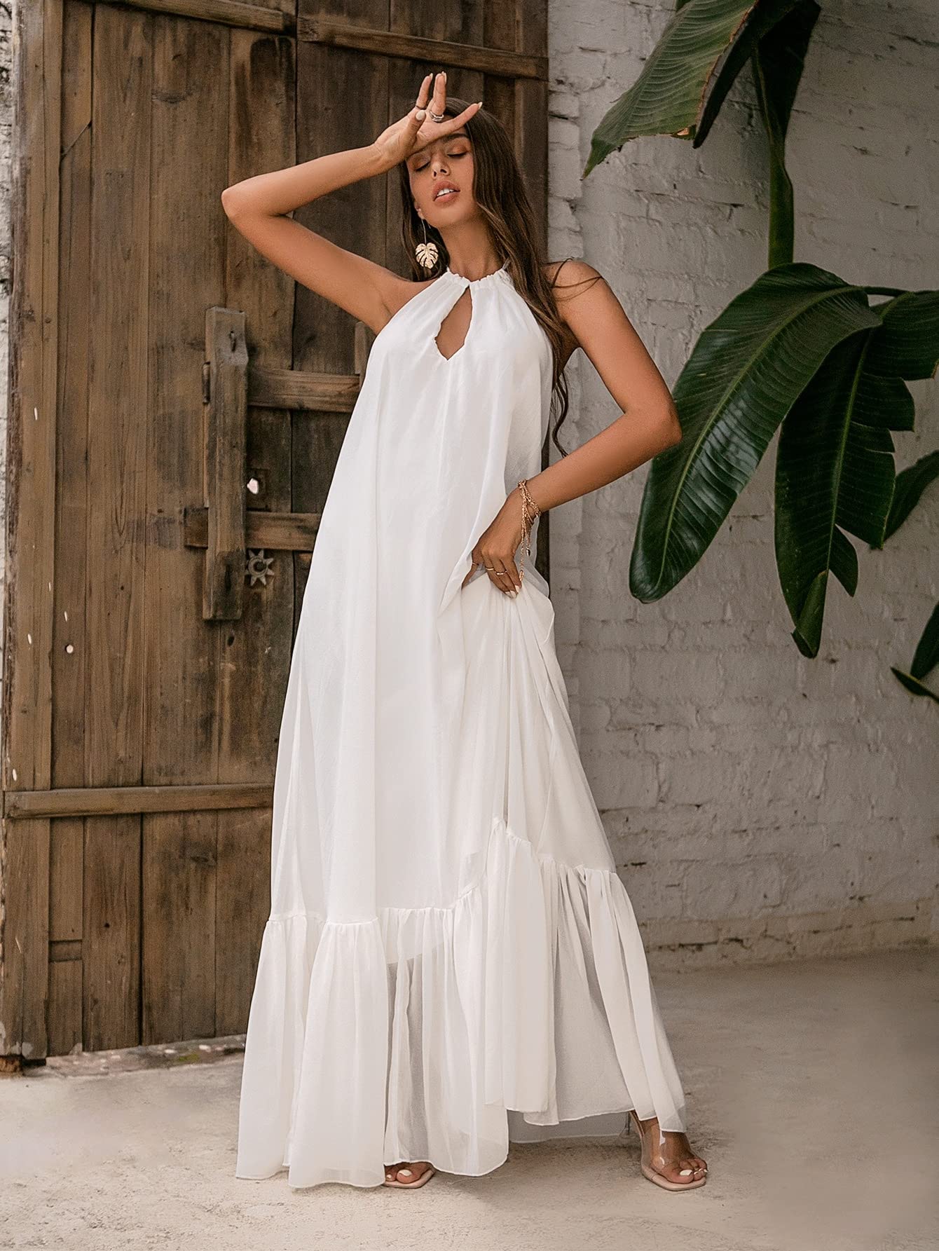 white halter dresses for women Women's Dress & Tie Backless Dress Dress FBITE (Color : White, Size : Small) : Clothing, Shoes & Jewelry Elastane DETAILS * Asymmetrical Drawers:8 Drawers, 60