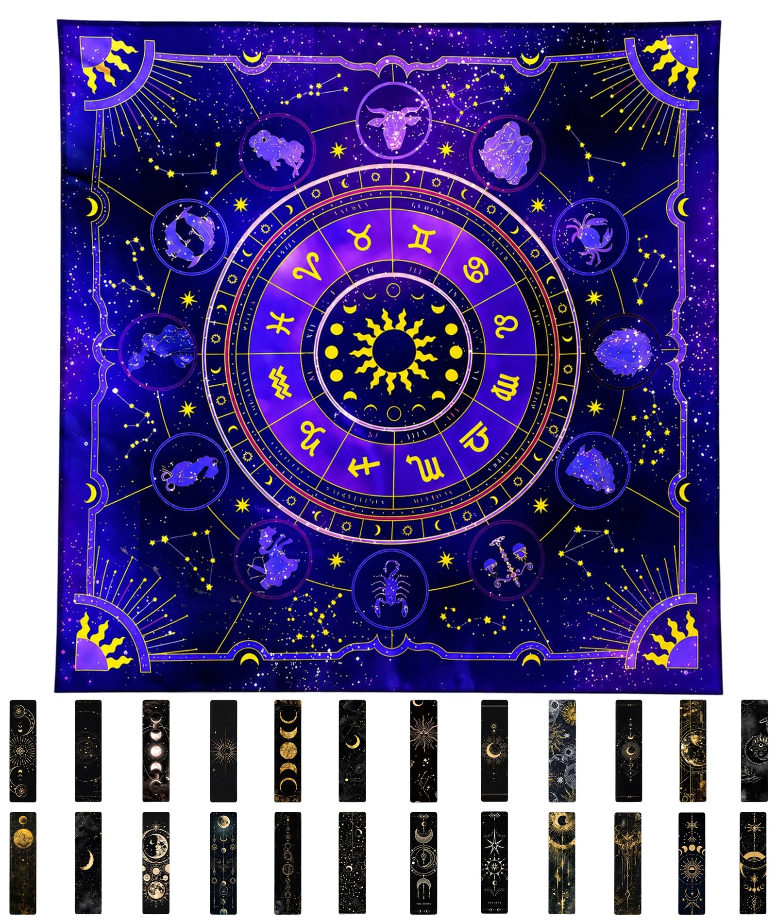25Pcs Tarot Card Cloth with 24 Tarot Bookmarks, Quality Tarot Cloth for Beginners and Practitioners, Complete Set with 1 Tarot Cloth and 24 Bookmarks-picture-25
