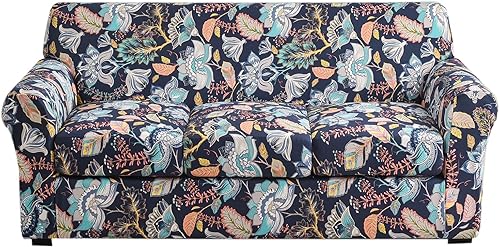 KRFOONN Fundas de sofá de 4 piezas para sofá de 3 cojines, funda elástica para sofá biplaza con 3 fundas de cojín individuales, fundas protectoras