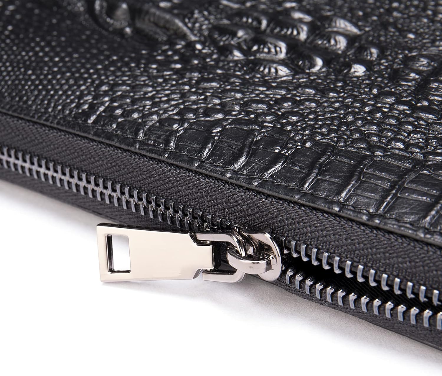 NIUCUNZH Genuine Leather Cool Long Wallets for Men Personalized Zip Around Wallet Checkbook Cash Credit Card Holder Wallet Black - Image 7