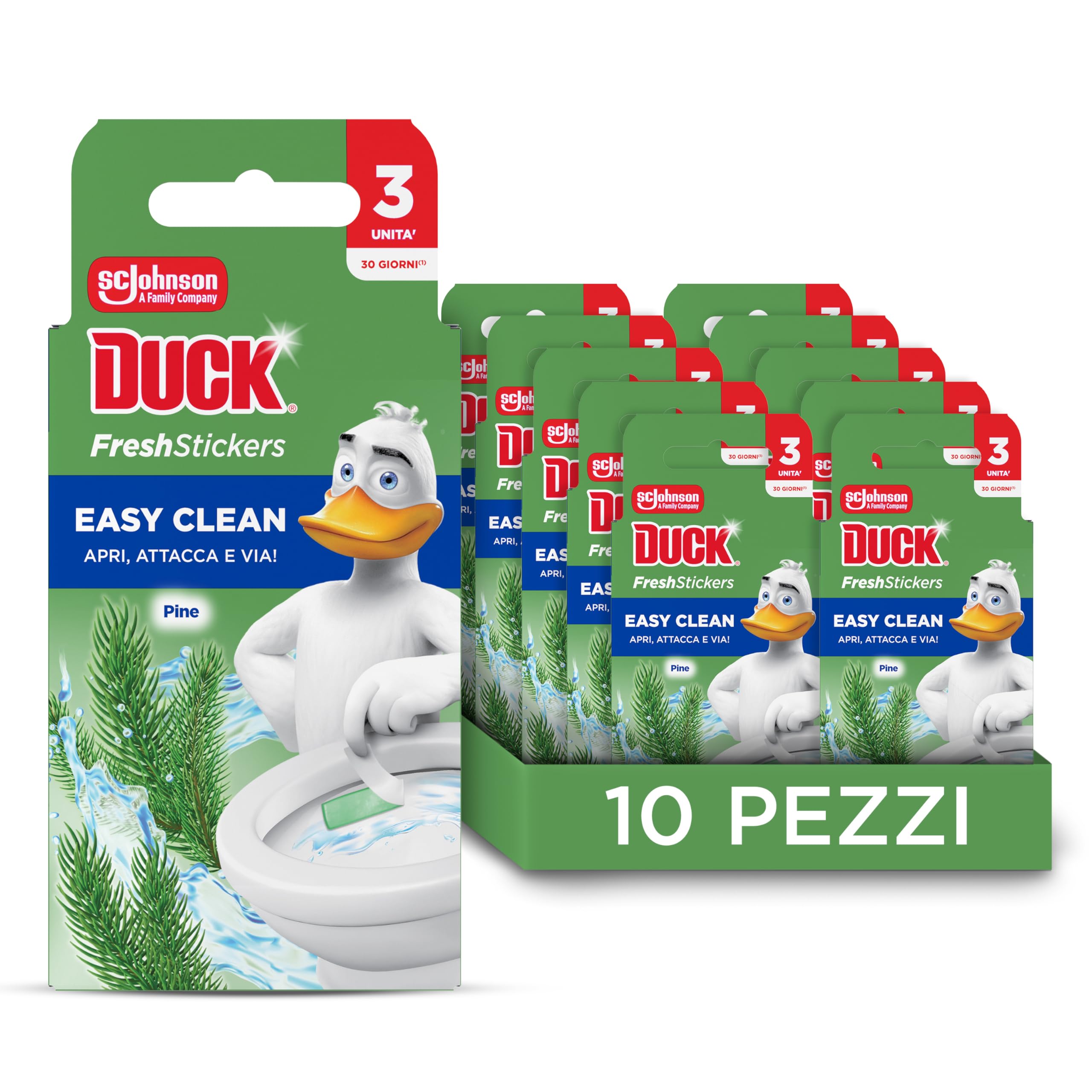 Duck Fresh Stickers, Strisce Adesive Gel Igienizzanti WC, Lime, 30 Strisce