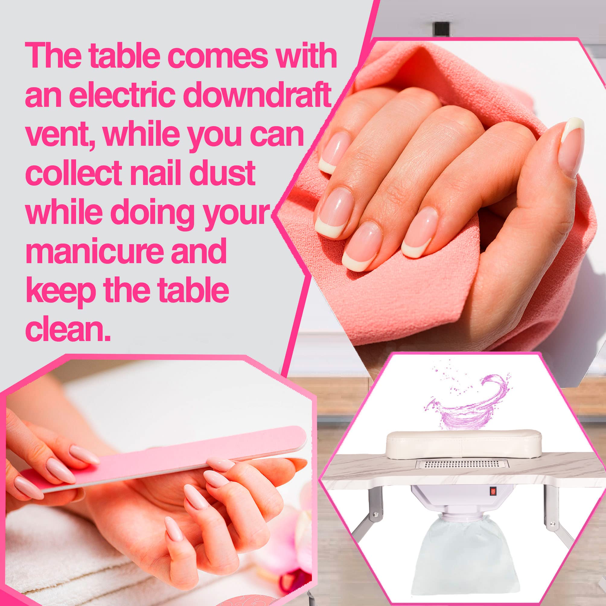Portable Nail Table for Technician with Folding Function. Manicures