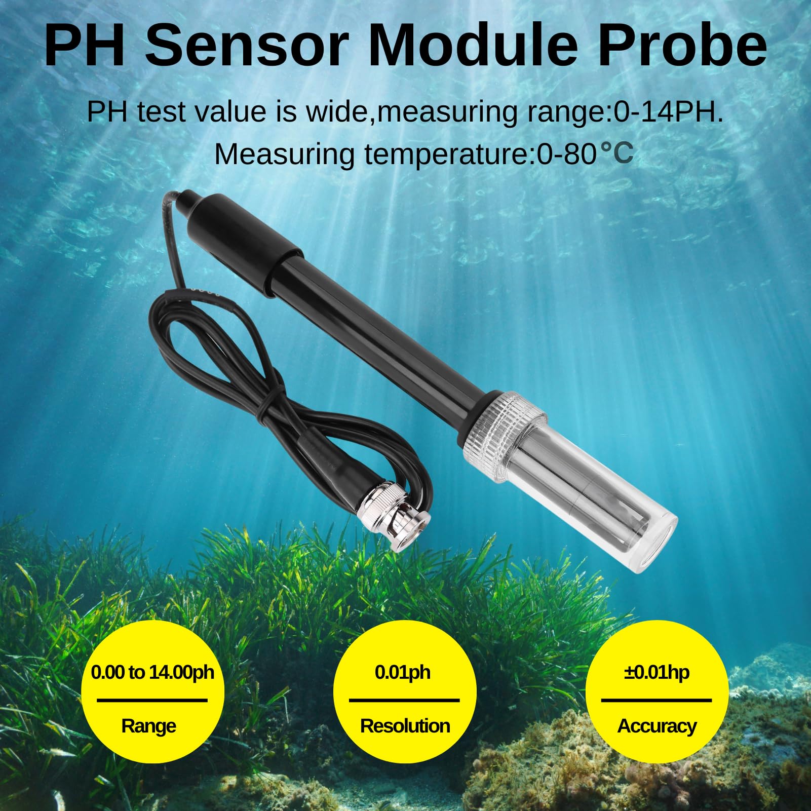 Jadeshay Sonda de pH para Piscina Medidor de pH 0-14 Alta Precisión