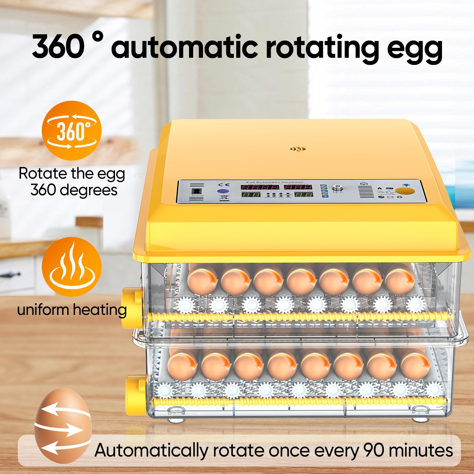 Incubadora totalmente automática, incubadora para 120 huevos, huevos de pato, otros huevos de aves, con rotación automática de huevos, humidificación automática, indicador de humedad