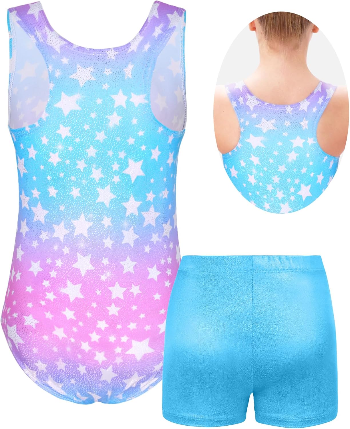 Girls Gymnastics Leotard With Shorts Breathable Stretchy Tumbling Outfit For Toddler Kids 4T 5T 7-8 10-12Years - Image 2