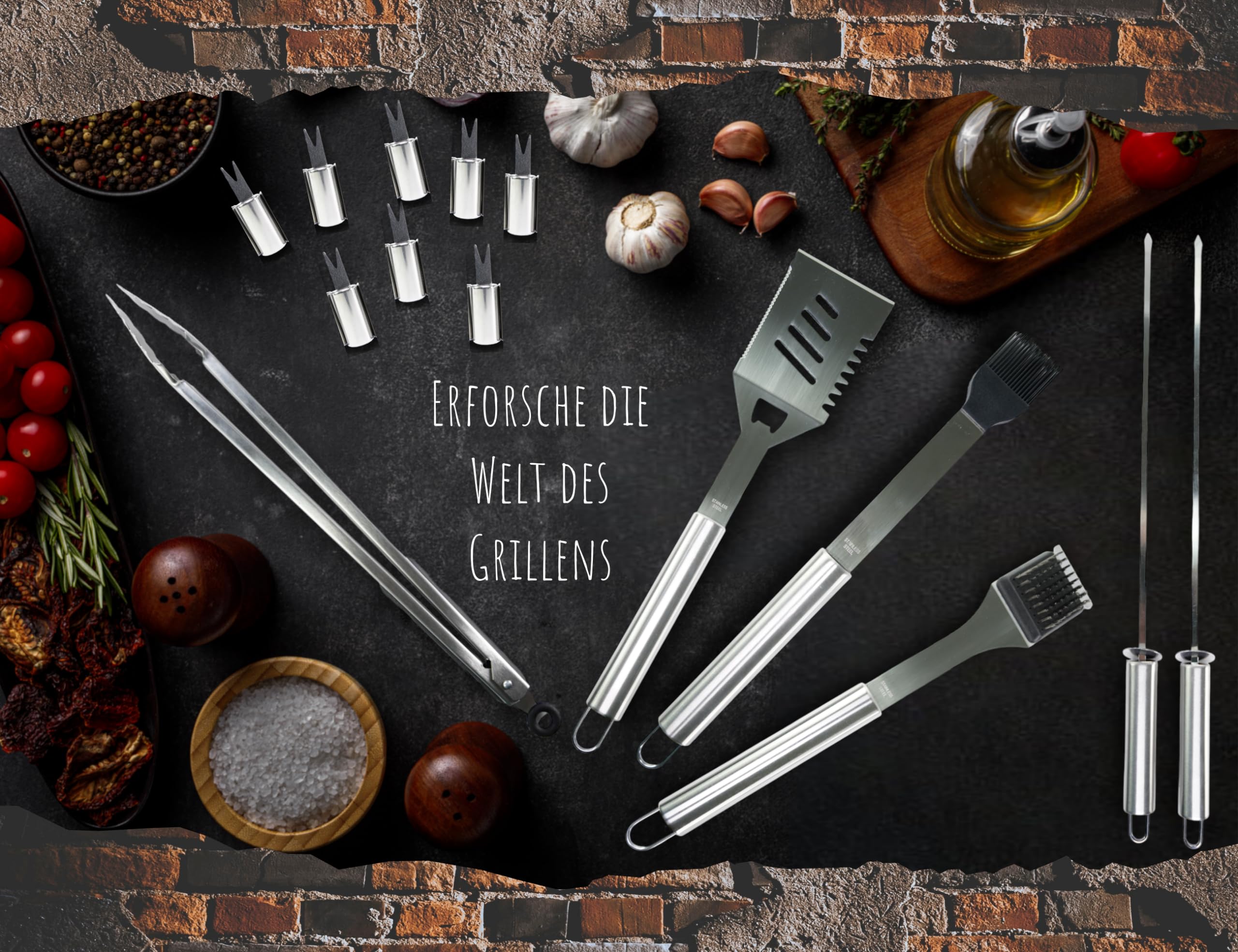 Maletín para barbacoa personalizado, juego de utensilios para barbacoa, resistente a la corrosión, ergonómico y elegante, 15 piezas para hombre