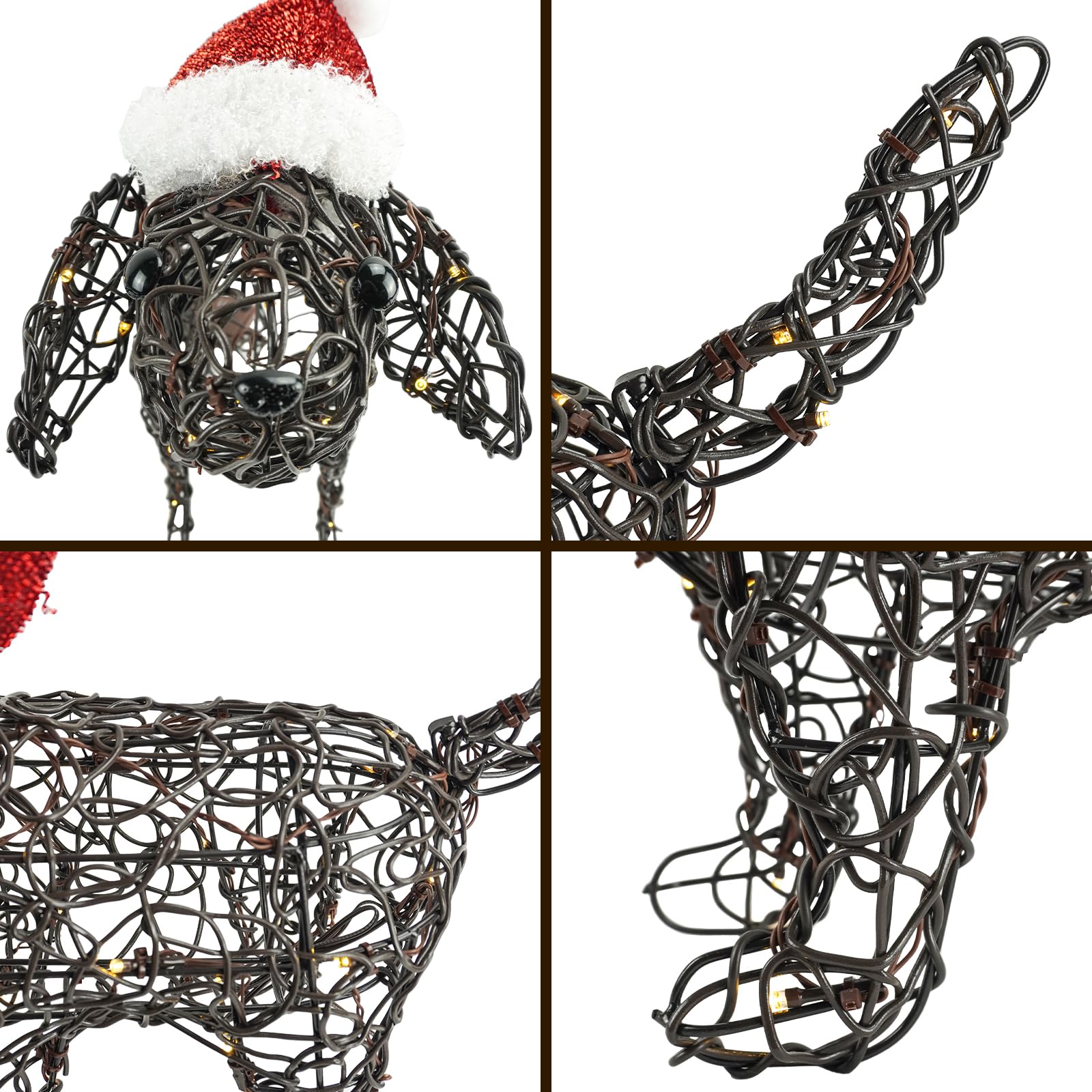 Krissing Lighted Outdoor Christmas Decorations, Cute Christmas Rattan Puppy with 40 LED Lights Pre-Lit Christmas Decor for Outdoor Yard Lawn Xmas Holiday Display Christmas Eve Indoor Decoration