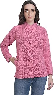 manra Women's Jacquard Print Turtle Neck Sweater | Winter Wear Soft Fur Long Cardigan with Front Buttons & Side Pockets | Stylish Woolen Cardigan for Winter-picture-37