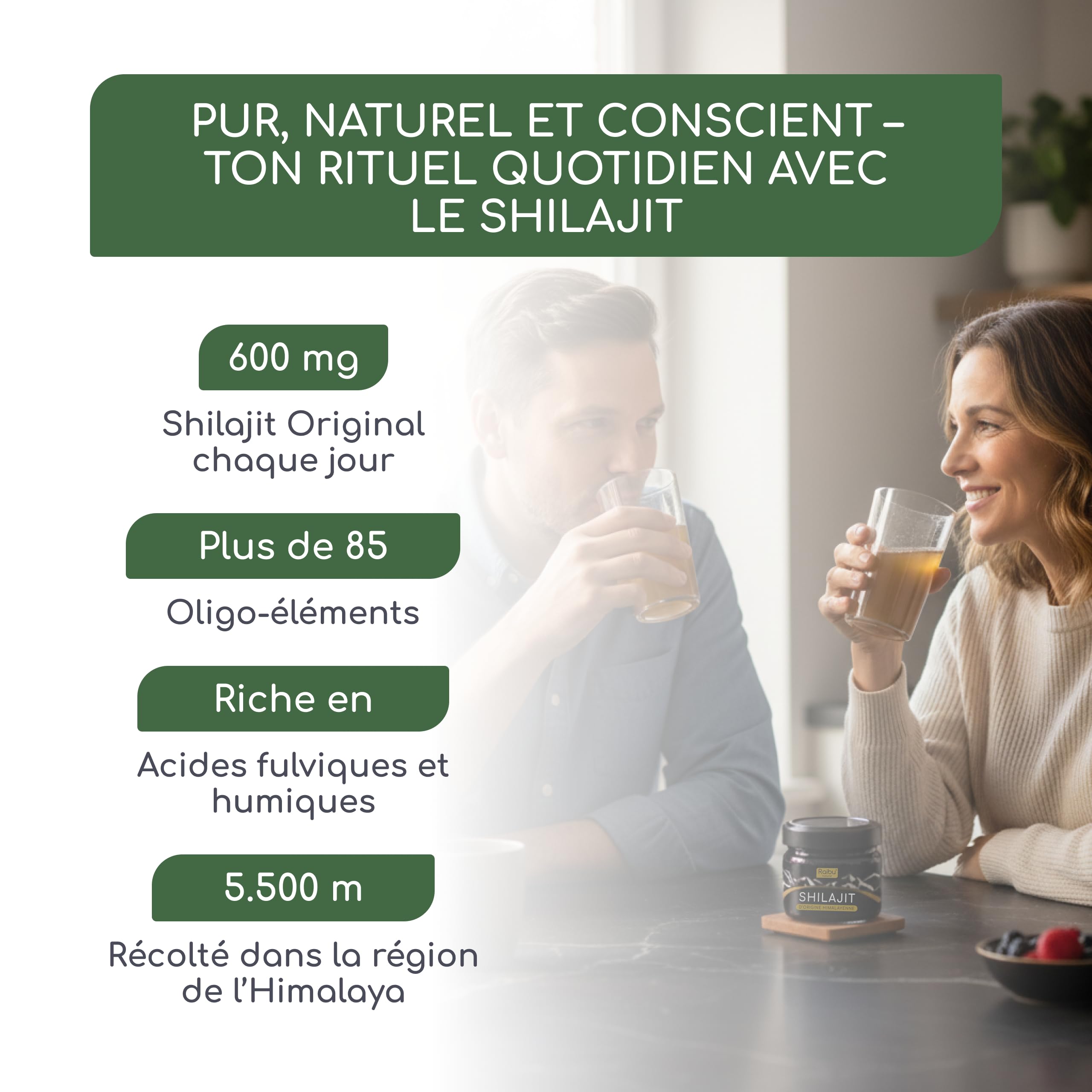 Shilajit Pure, Résine de Shilajit Himalaya - Natural, Riche en Acide Fulvique et Minéraux - Sans Additifs et Testé en Laboratoire - Authentique et Naturel 30g - Spatule Incluse