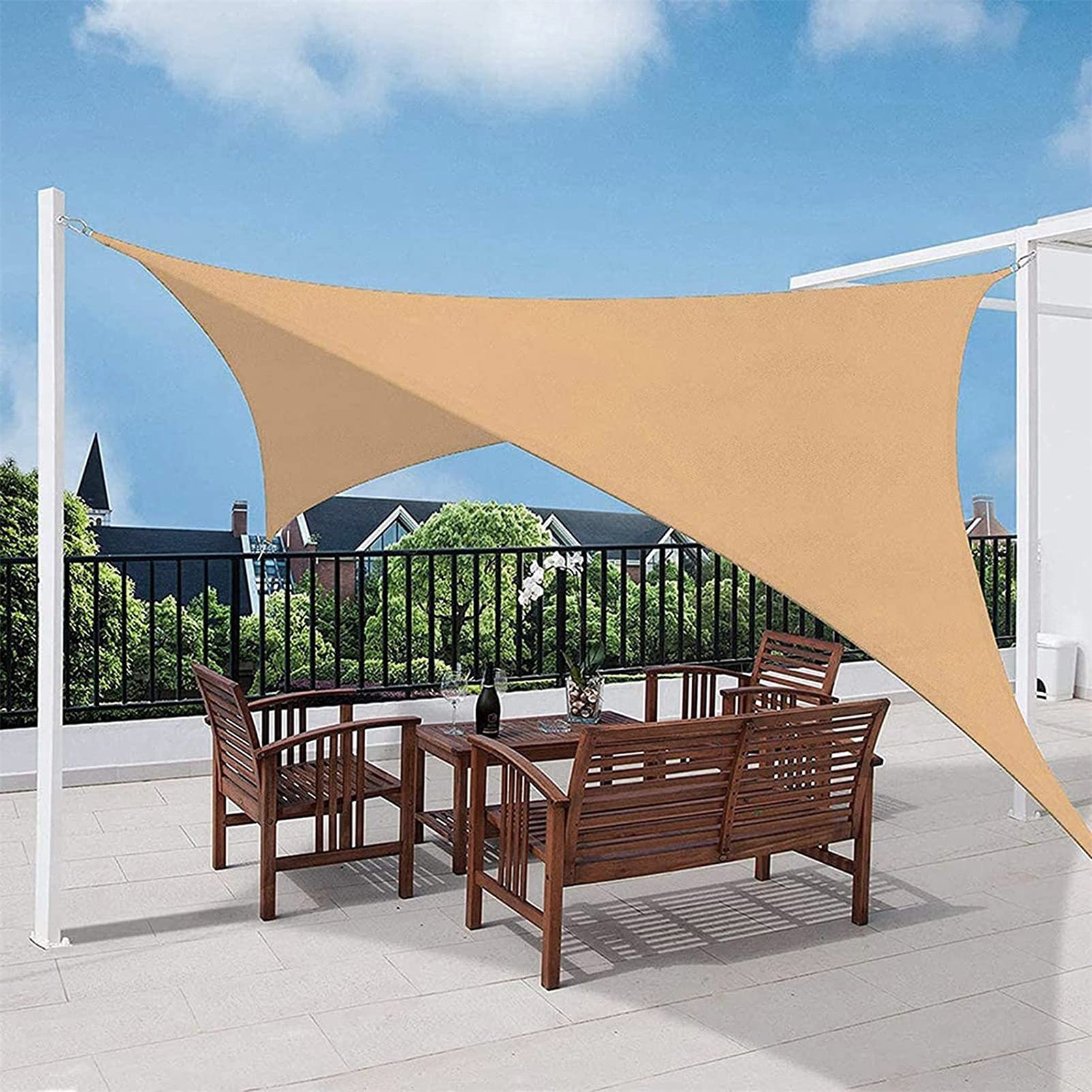 XIANPING Sonnensegel Rechteckig 4x4.5m Wetterschutz Wasserabweisend Schattenspender Polyester mit Seilen und Befestigungs Kit für Balkon, Schwimmbad, Kleiner Garten, Gelb Garten