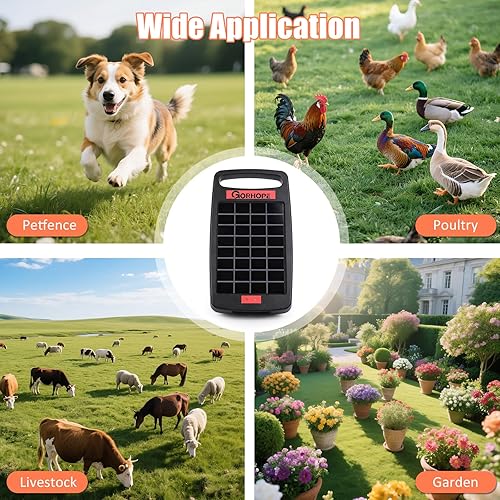 Miniatura 7 de Cargador eléctrico solar de 5 millas con alarma de cortocircuito, cargador solar de valla 0.11J protección de 24 horas, con panel solar, protección