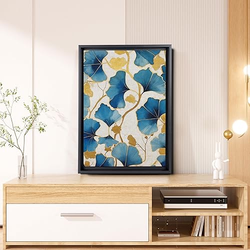 Miniatura 4 de Gold Turquoise Ginkgo Leaf Print, Captivating Plants Wall Art, Ginkgo Biloba Leaf Print Painting, Embrace the Serenity of Nature