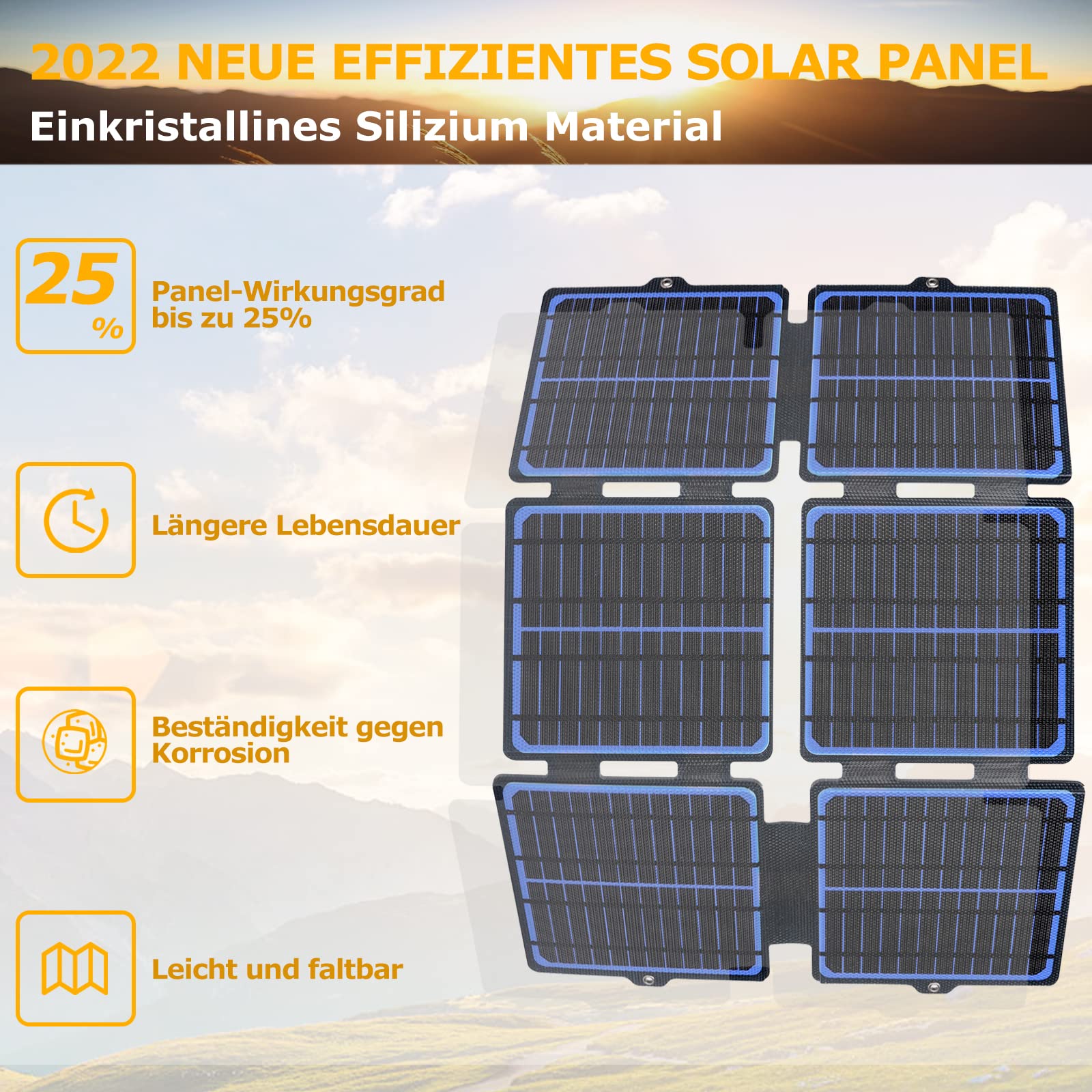 LIONSHEE 30W Faltbares Solarpanel – Mit USB-C, USB-A Und DC Ausgang, IP67 Wasserdicht, Für Camping Und Outdoor