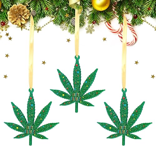 Roowest 48 piezas de adornos de hojas de Navidad Happy Holidaze para decoración de plantas de acrílico de Navidad para decoración de árbol de