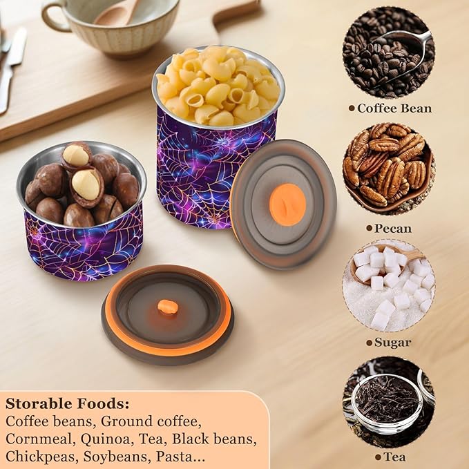 Alaza Halloween Purple Spider Airtight Coffee Bean Canister 900ml miniatura 7