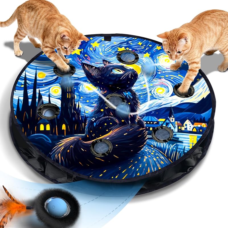 Brinquedo Interativo para Gatos com Bola Automática e Bolsa Labirinto com 7 Furos KiwiLove T98-FU