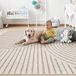 Area Rug 5x7 Rugs for Living Room Non Slip Soft Carpet Boho Machine Washable Rug Geometric Jacquard Textured Carpet for Bedroom Dining Room Nursery Office Living Room Rug -Beige