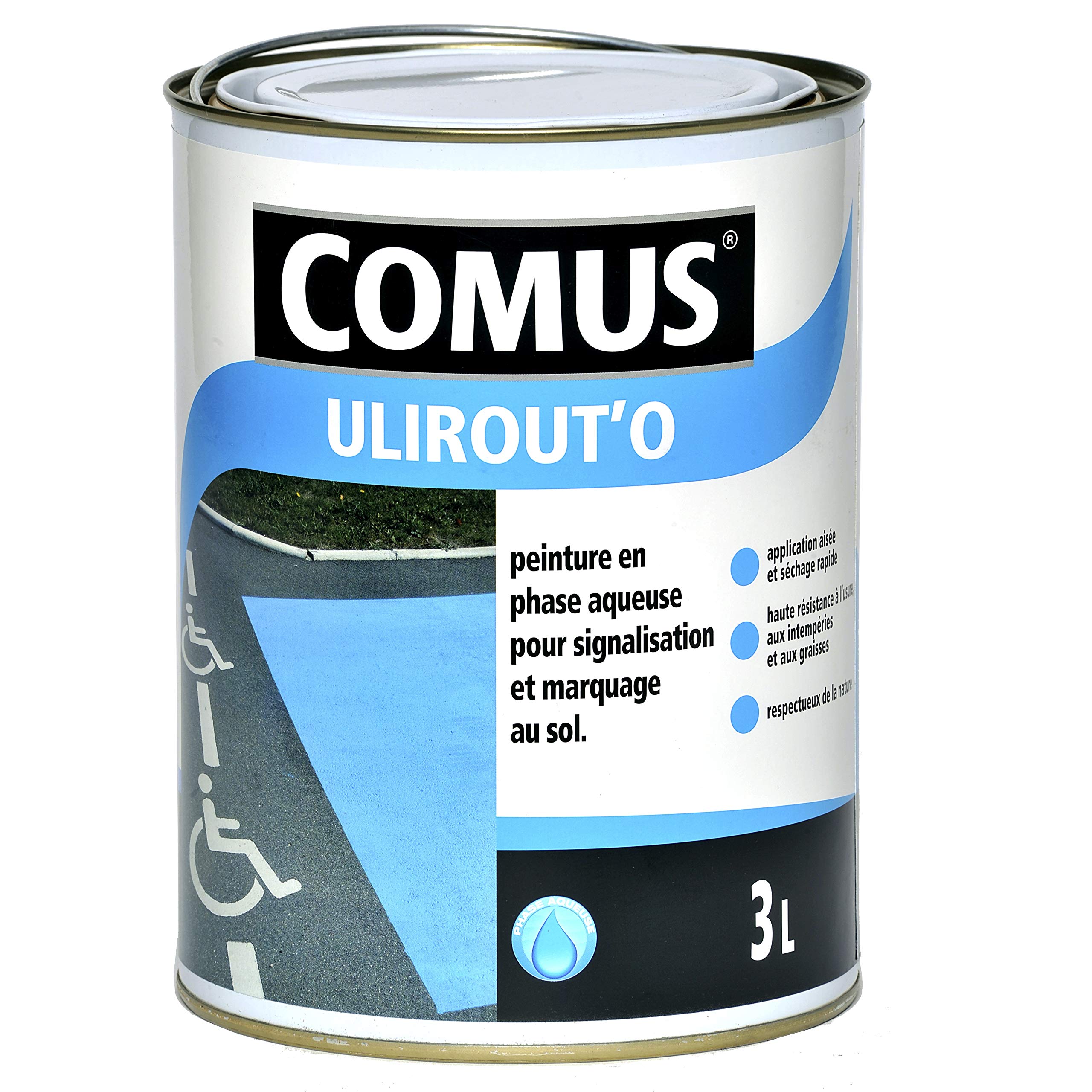 Ulirout'o Noir 3L - Peinture pour signalisation et Marquage Routier en phase Aqueuse COMUS