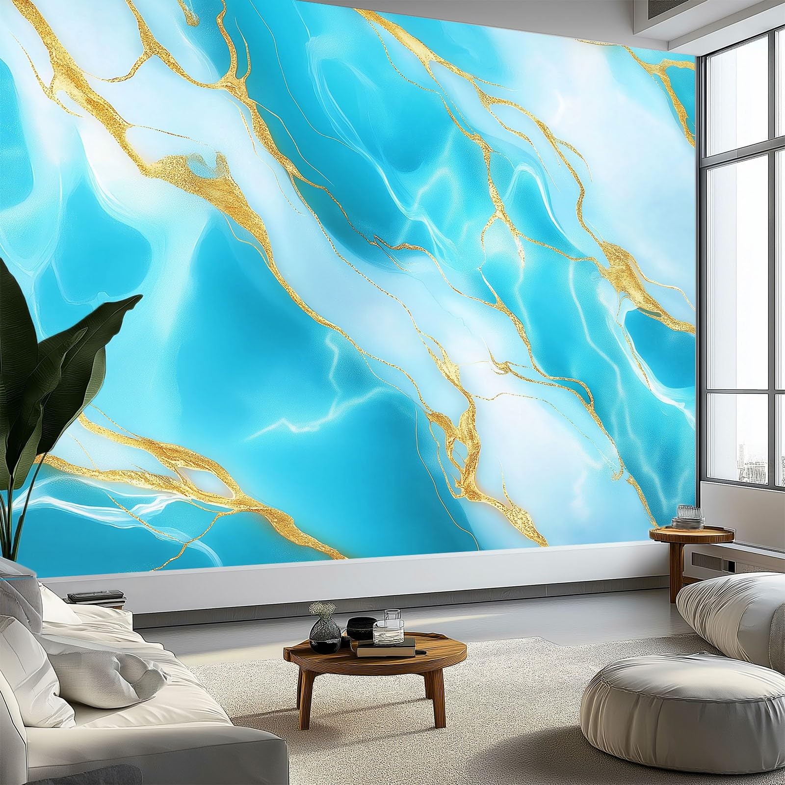 Papier peint motif marbré turquoise la solution déco murale pour sublimer vos murs