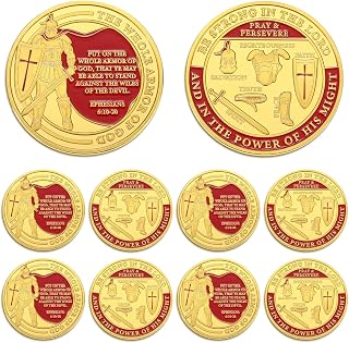 Nosiny 10 Pcs Put on The Whole Armor of God Coin Religious Prayer Coins for Christian Church School(Distinct Style)