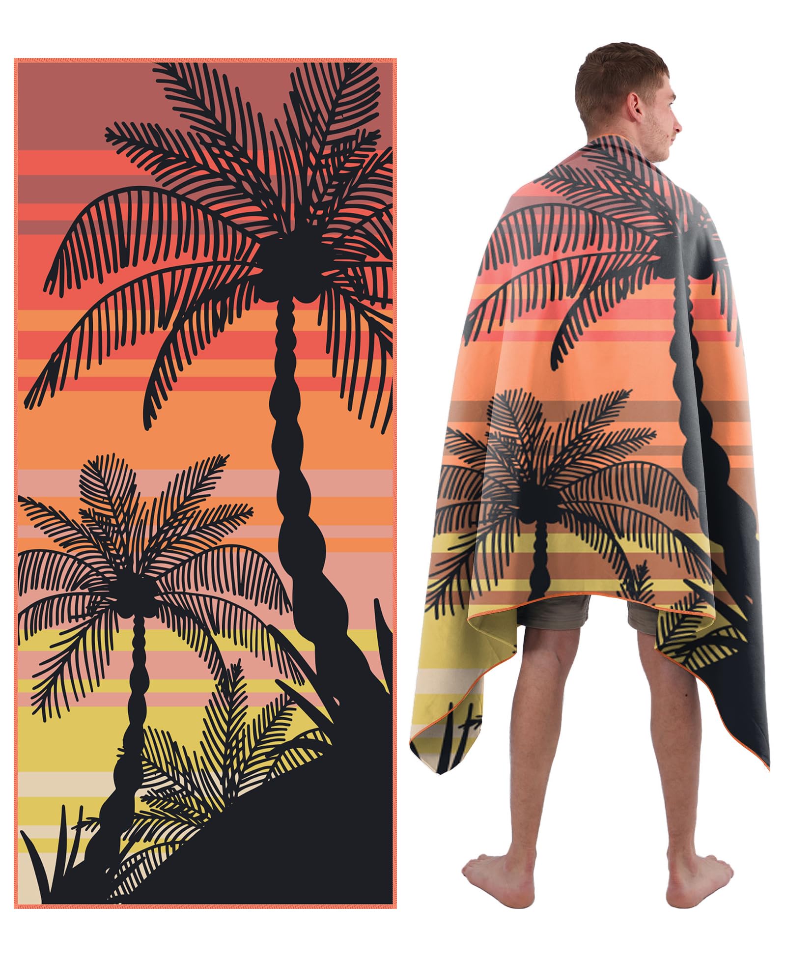 Style Slice Beach Towel, Sand Free Quick Dry Lightweight Microfibre Beach Towel for Adults Includes Mesh Bag