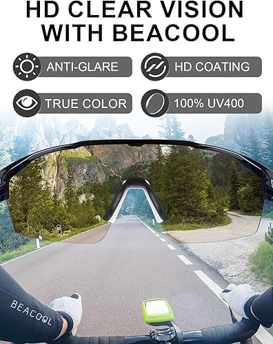 Miniatura 6 de BEACOOL Gafas de sol polarizadas deportivas de ciclismo para hombres y mujeres, UV400, gafas de sol de béisbol, TR90, marco para pesca, correr,