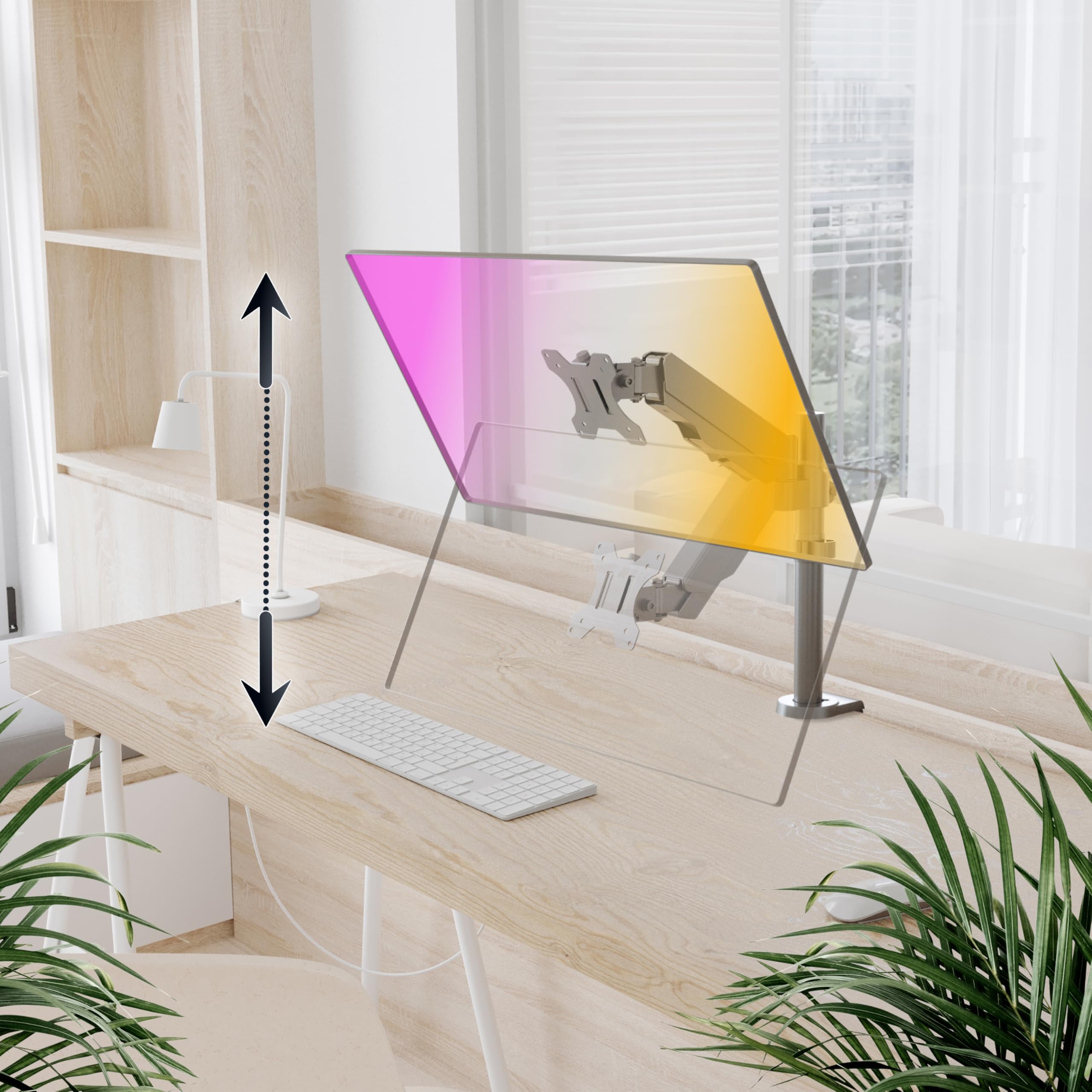 RICOO TS9511 Support Écran PC TV 13 17 19 22 24 27 28 32 34 Pouces VESA 75x75 100x100 Ressort à gaz Orientable Inclinable Rotatif Universel Fixation Bureau Pince de Table