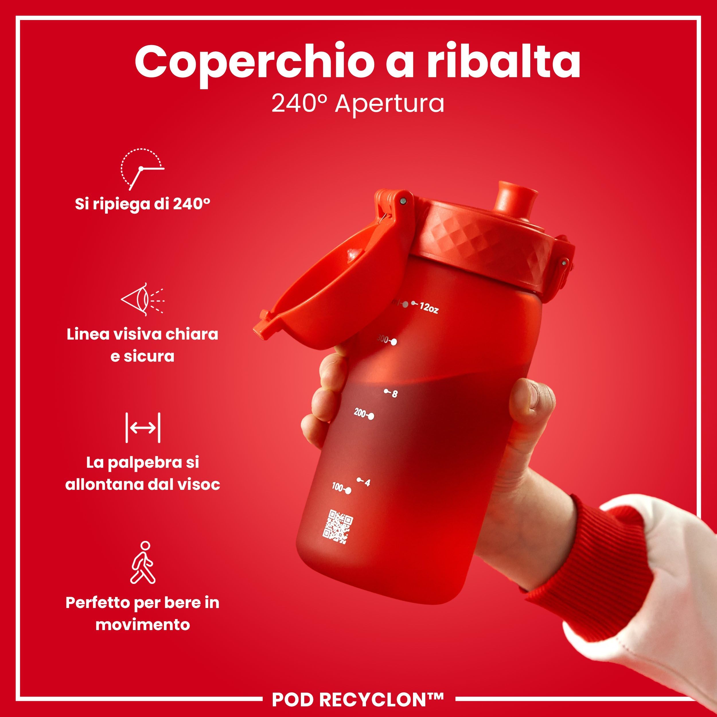 Ion8 Borraccia per Bambini 350 ml a Prova di Perdite Lavabile in Lavastoviglie Senza BPA