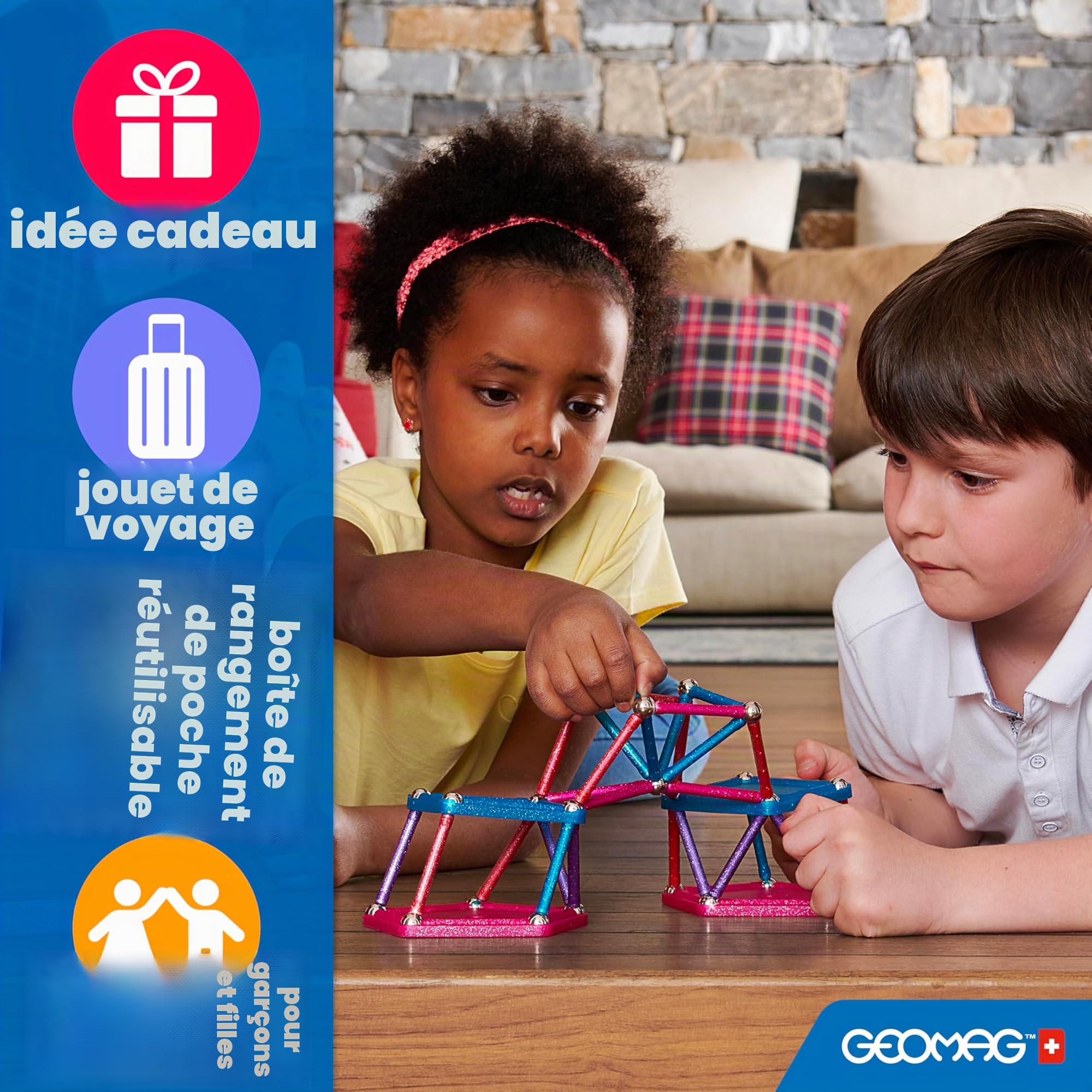 Geomag Classic Confetti 50 Pièces Jeu de Construction magnétique pour Enfants, Cadeau pour garçons et Filles de 5 6 7 8 9 10 11 12 13 Ans, constructions magnétiques, Jeux pour Enfants