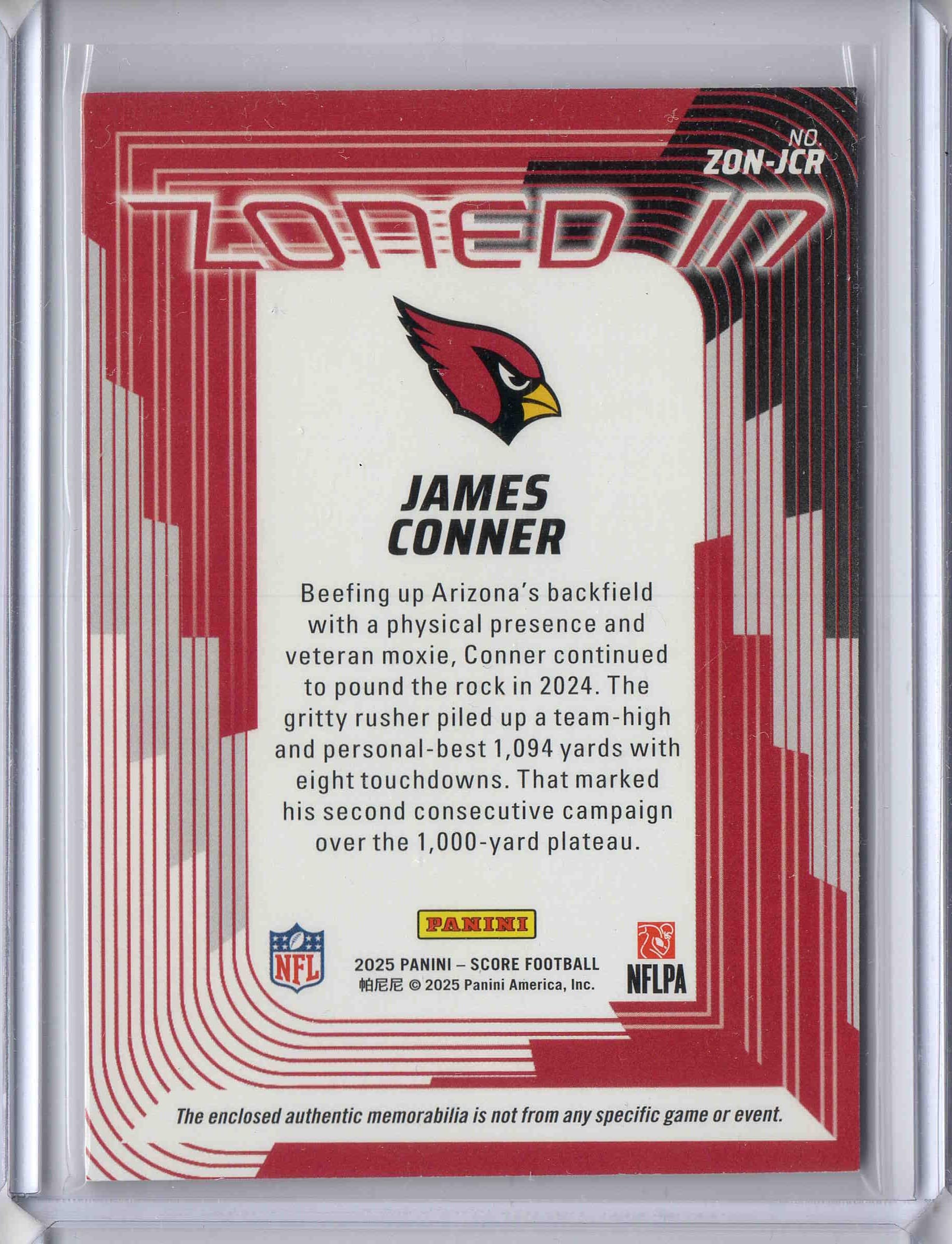 Amazon.com: 2025 Score Zoned In Jerseys #50 James Conner