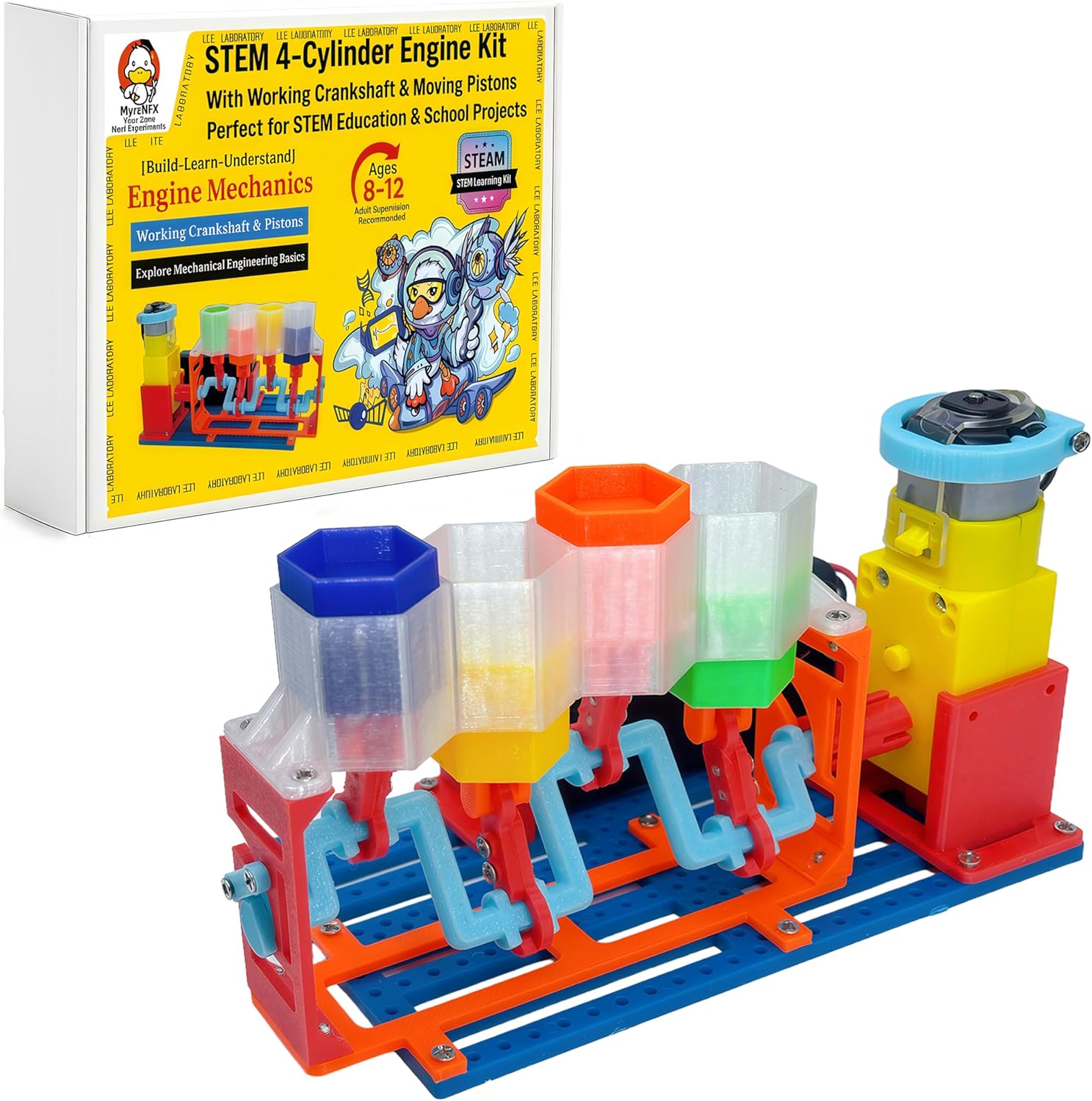 4-Cylinder Engine STEM Kits and STEM Toys for Kids Ages 8-12, DIY Engine Model Kit with Working Pistons, Battery Motor Science Kit, Engineering Building Kit, Educational Gifts for Boys and Girls - Image 1 of 7