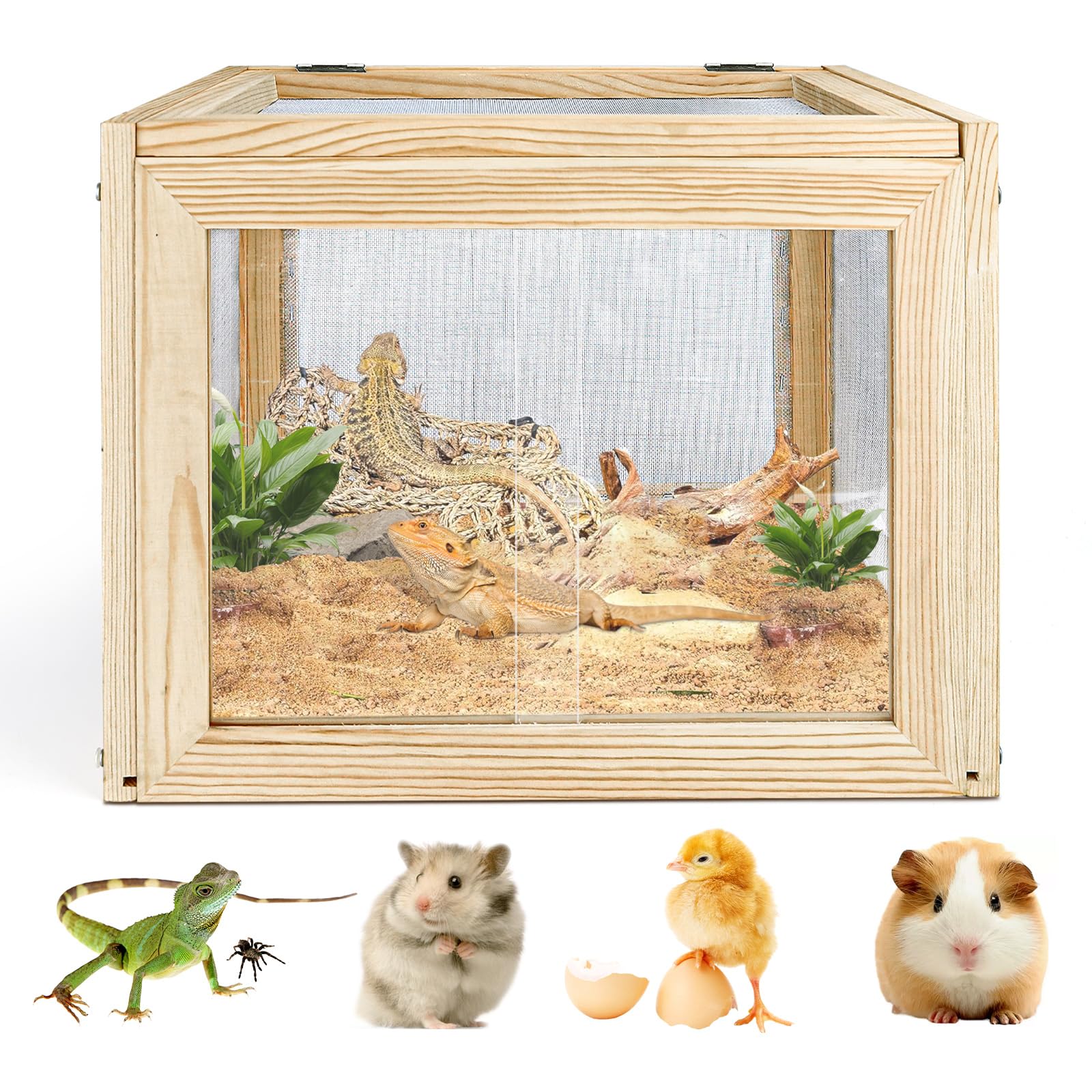 Terrario In Acrilico KAKOOTI 46x21x25cm - Per Rettili E Insetti, Chiusura Magnetica