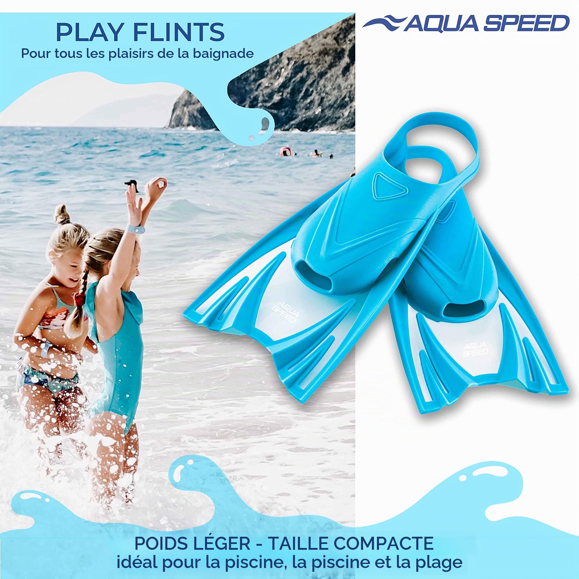 Aqua Speed Frog Palmes Courtes pour Enfants | Filles | garçons | Palmes d'entraînement | entraînement de Natation | Palmes de plongée