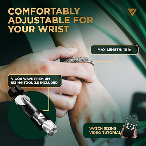 Miniatura 5 de Vigor Wave Pulsera magnética de titanio para hombre, pulsera magnética única trenzada para aliviar el dolor y mejorar la circulación + herramienta