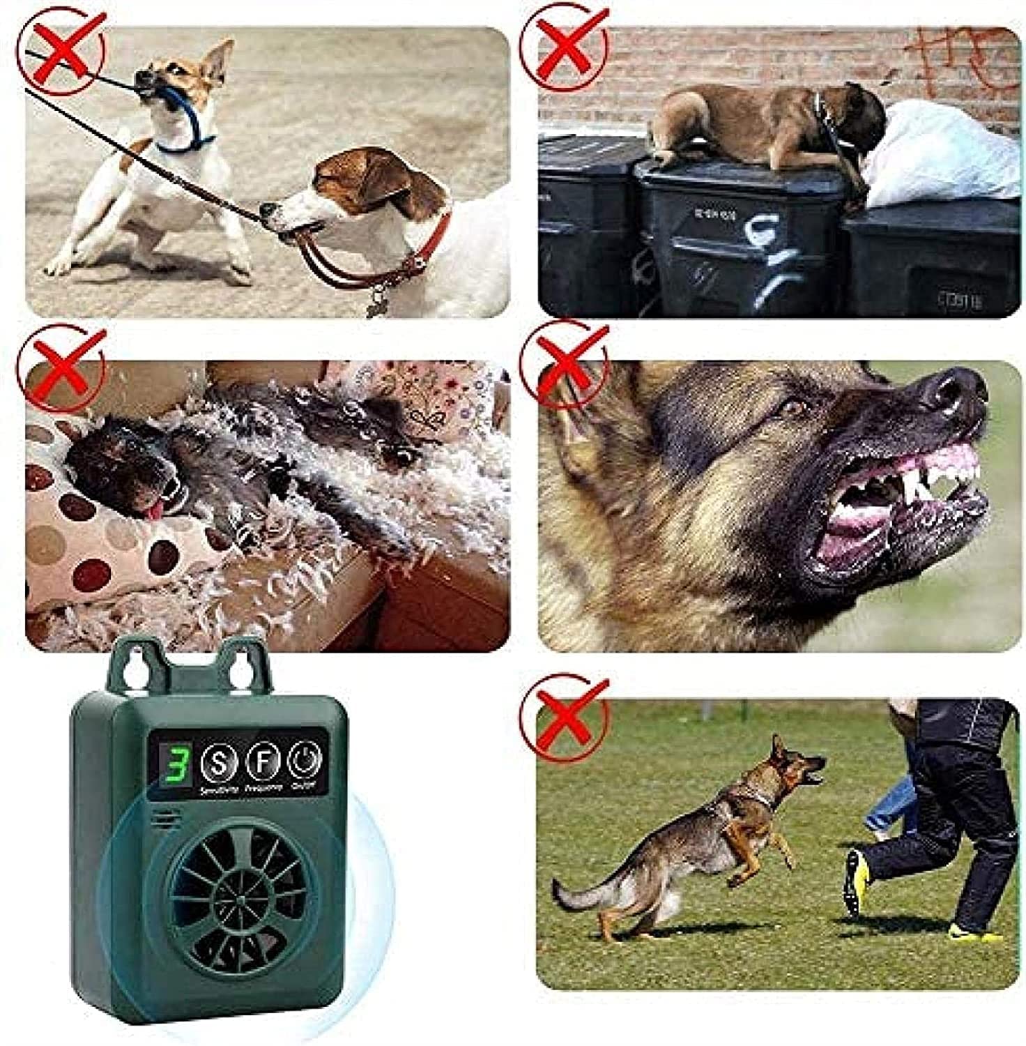 Dispositivo antiladridos, mini dispositivo de control de ladridos mejorado con 4 niveles de sensibilidad y frecuencia ajustables, dispositivos de control automático de ladridos de perros fáciles