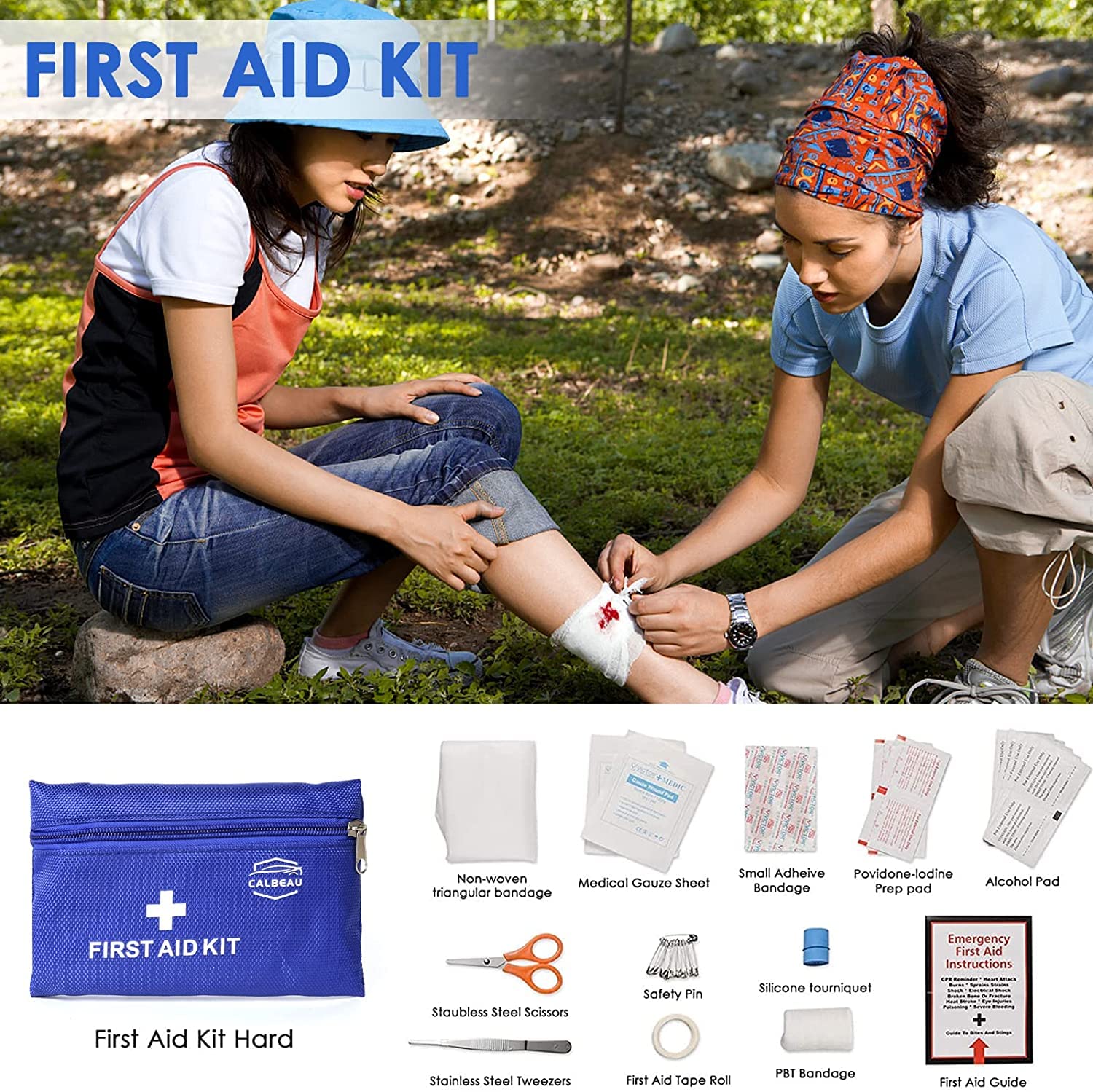 Car Emergency Kit, Emergency Roadside Car Safety Kit with Air Compressor, 10FT Jumper Cable, First Aid Kit, Tow Strap, Safety Hammer, Whistle, Flashlight for Women, Men, Teenager